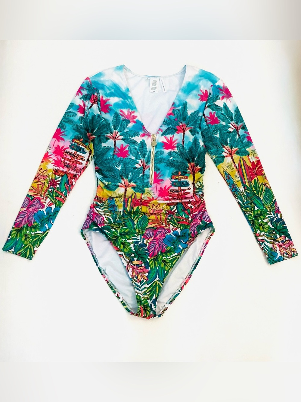 BLEU ROD BEATTIE, St. Tropez Long-Sleeve Zip One-Piece Swimsuit Suit , Size 8 - Picture 5 of 12